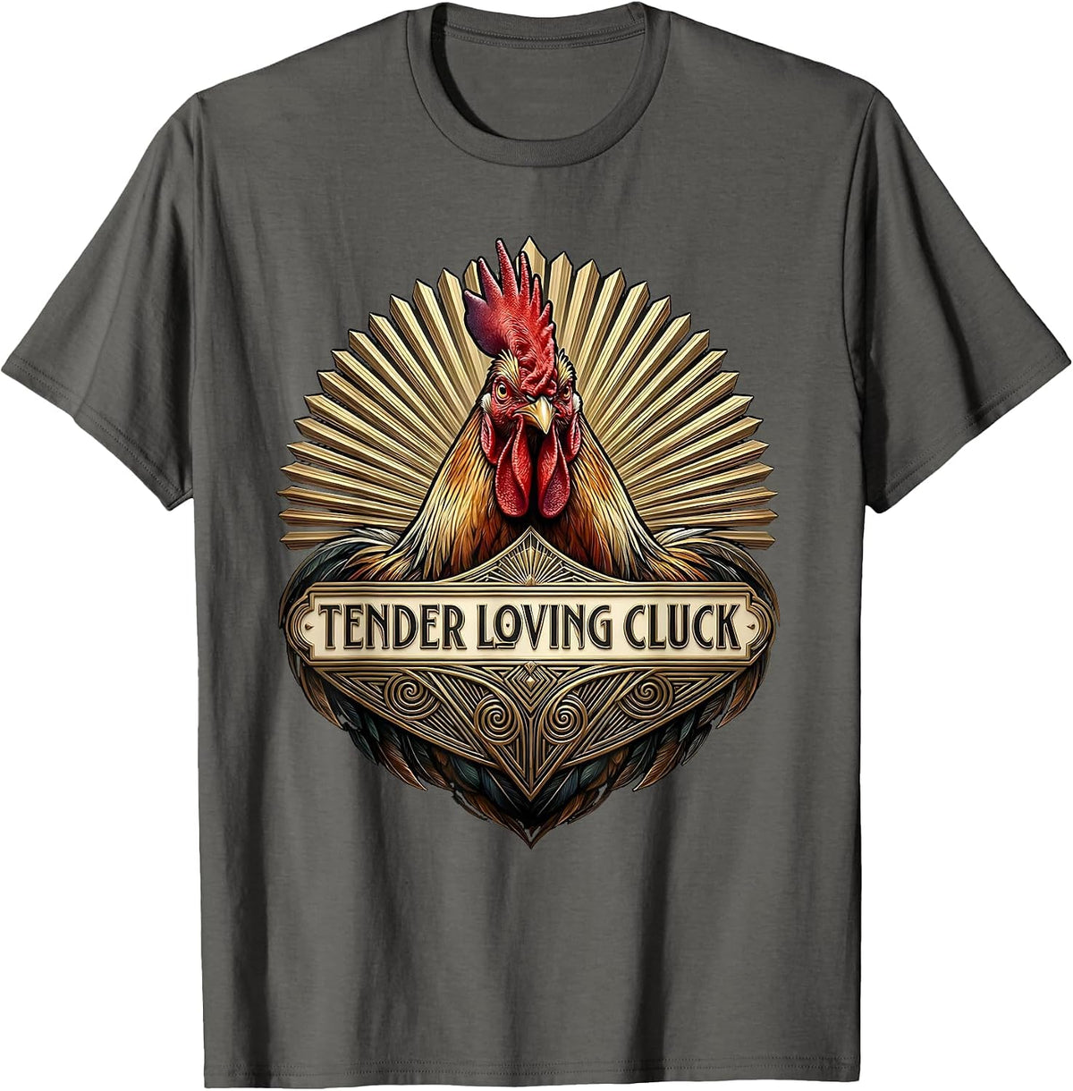 Tender Loving Cluck Funny Chicken Design T-Shirt - Asphalt Grey