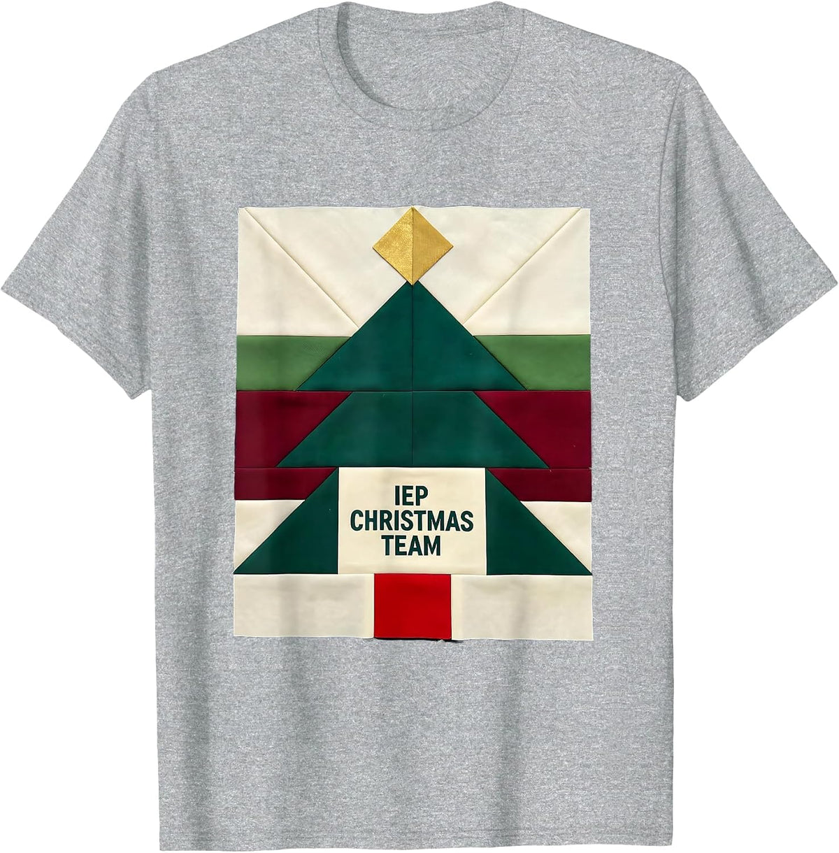 Men's IEP Christmas Team Quilt Block Patchwork Special Ed Teacher T-Shirt - Heather Grey
