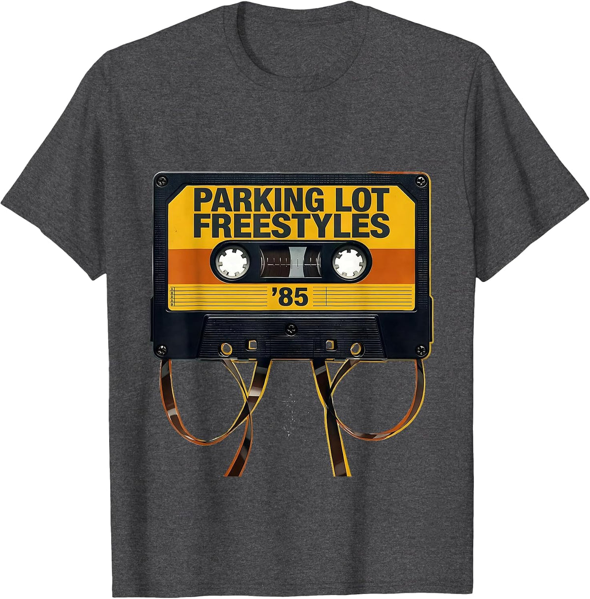 Parking Lot Freestyles '85 Retro Cassette Nostalgia 80s 90s T-Shirt - Dark Heather Grey