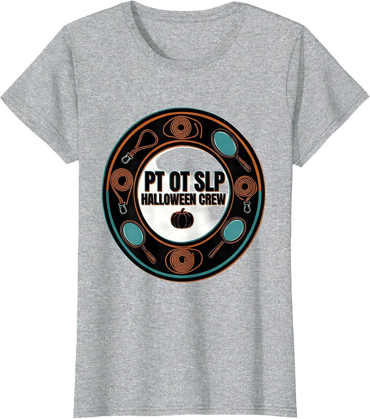 PT OT SLP Halloween Crew Funny Physical Therapy Team Humor T-Shirt - Heather Grey