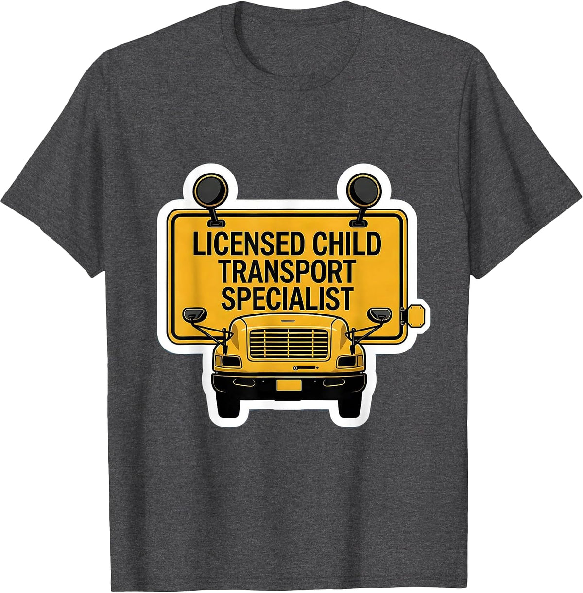 Men's Licensed Child Transport Specialist Funny School Bus Driver T-Shirt - Dark Heather Grey