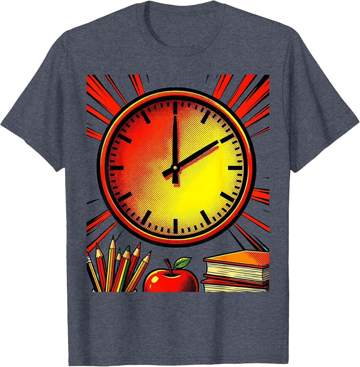 Middle School Teacher Three O'Clock Wall Clock Design T-Shirt - Heather Blue