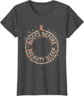Women's Boots Before Beauty Sleep Western Design T-Shirt - Dark Heather Grey