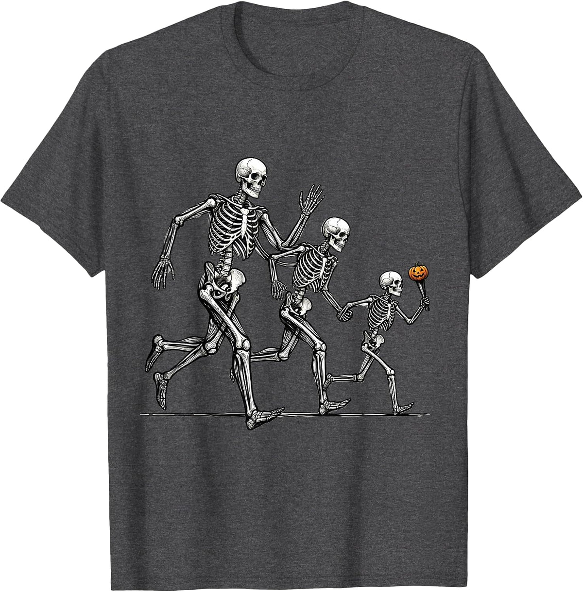 Skeleton Runners Halloween 5K Race Matching Group T-Shirt - Dark Heather Grey