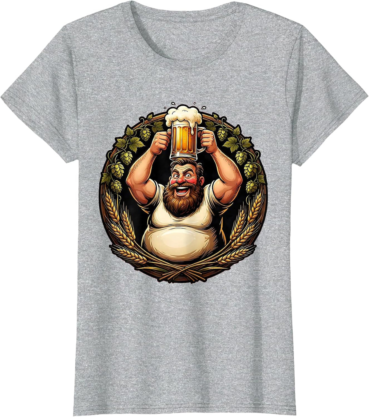 Women's Prost Bearded Tankard Raise Celebration Graphic T-Shirt - Heather Grey