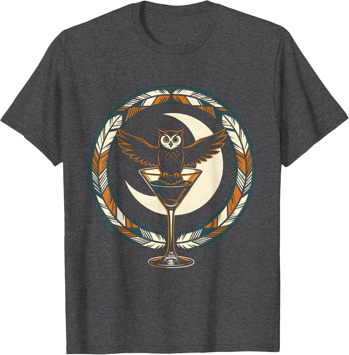 Espresso Martini Owl Midnight Cocktail Graphic T-Shirt - Dark Heather Grey