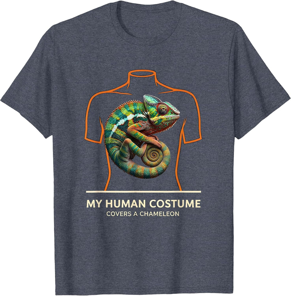 My Human Costume Covers A Chameleon Funny Halloween Animal T-Shirt - Heather Blue