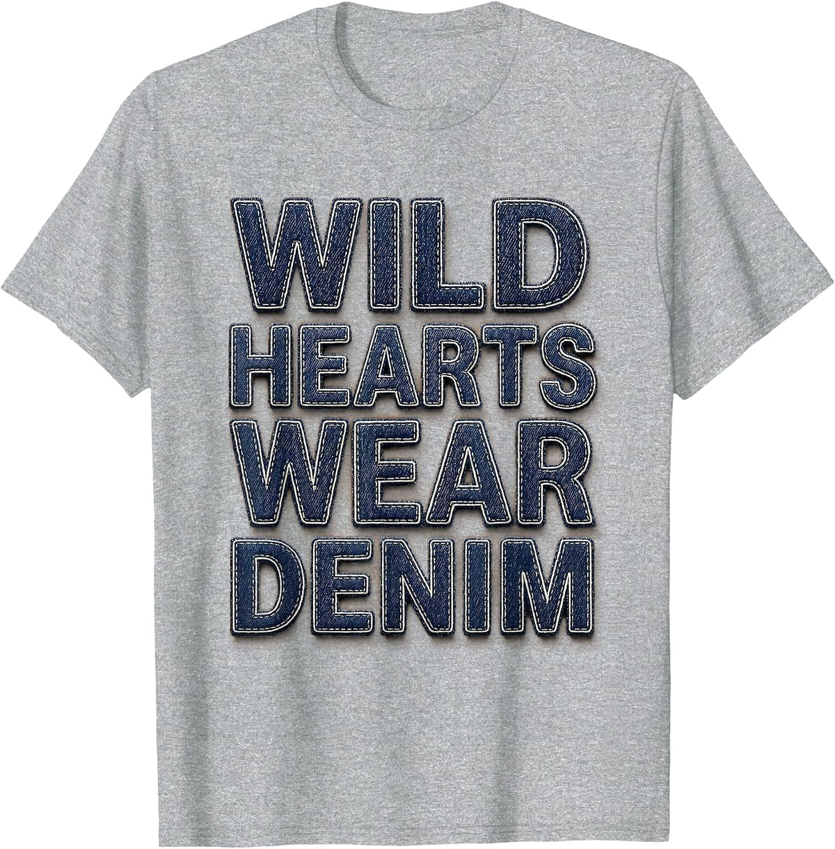 Men's Wild Hearts Wear Denim Cowgirl Design T-Shirt - Heather Grey