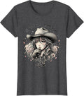 Women's White Boots Wild Heart Cowgirl Design T-Shirt - Dark Heather Grey