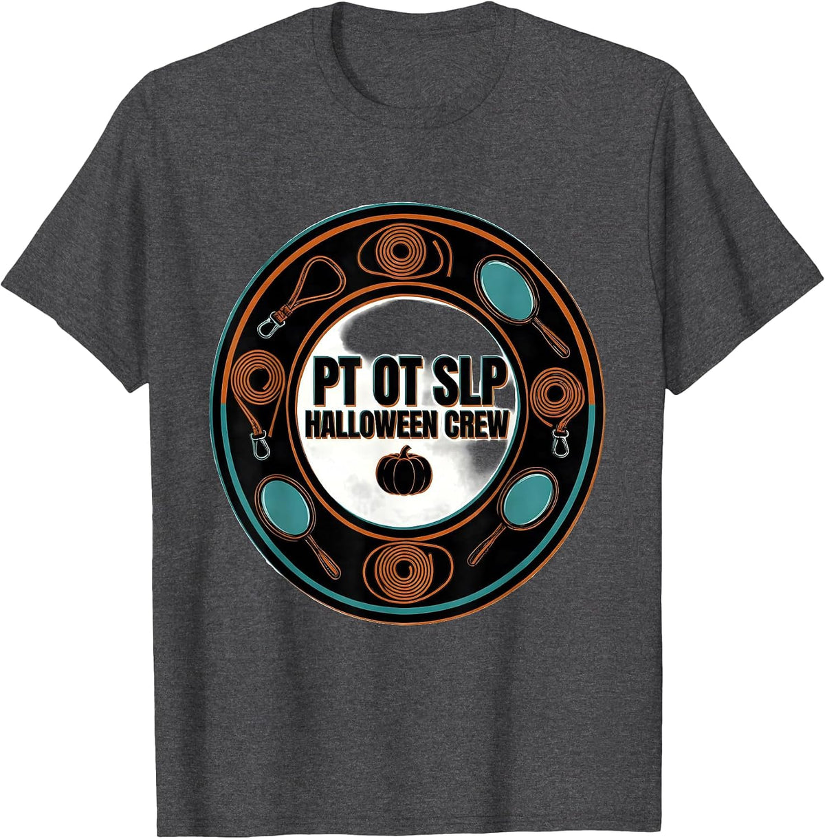 PT OT SLP Halloween Crew Funny Physical Therapy Team Humor T-Shirt - Dark Heather Grey