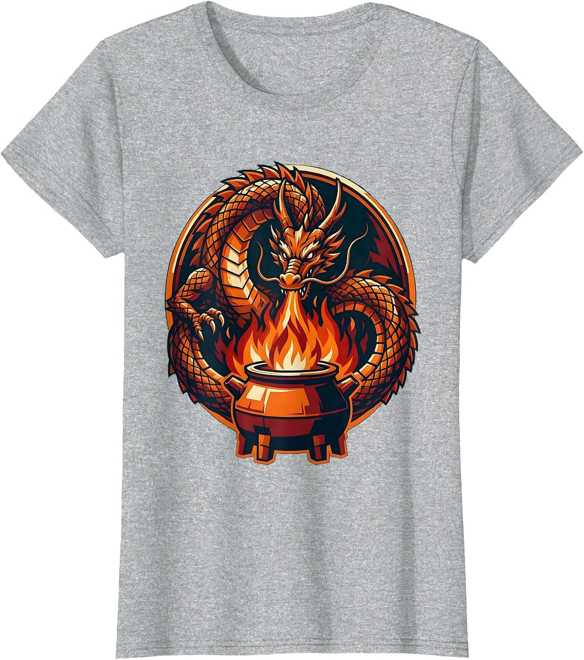 Dragon Brewer Fire Breathing Beer Kettle Graphic T-Shirt - Heather Grey