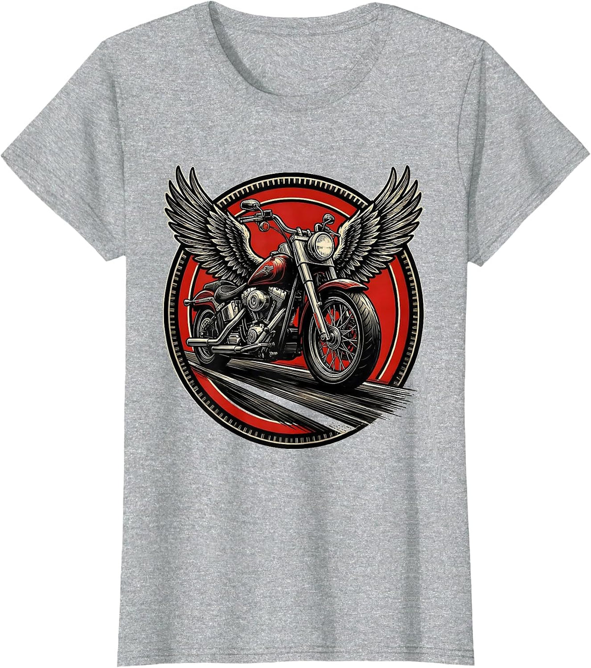 Women's Vintage Motorcycle Freedom Open Highway Graphic T-Shirt - Heather Grey