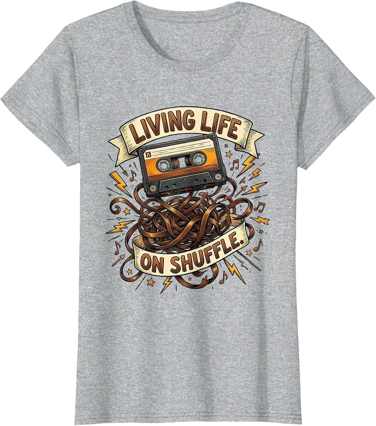 Living Life On Shuffle ADHD Awareness Design T-Shirt - Heather Grey