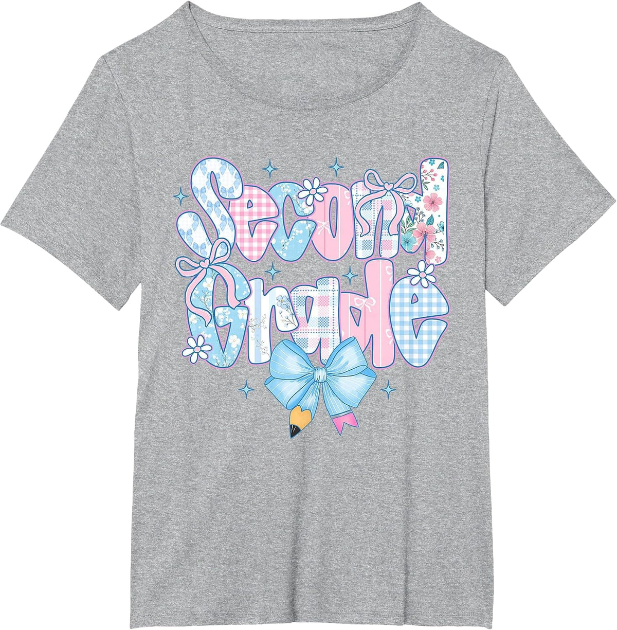 Preppy Second Grade First Day Back to School 2nd Grade Bow T-Shirt - Heather Grey