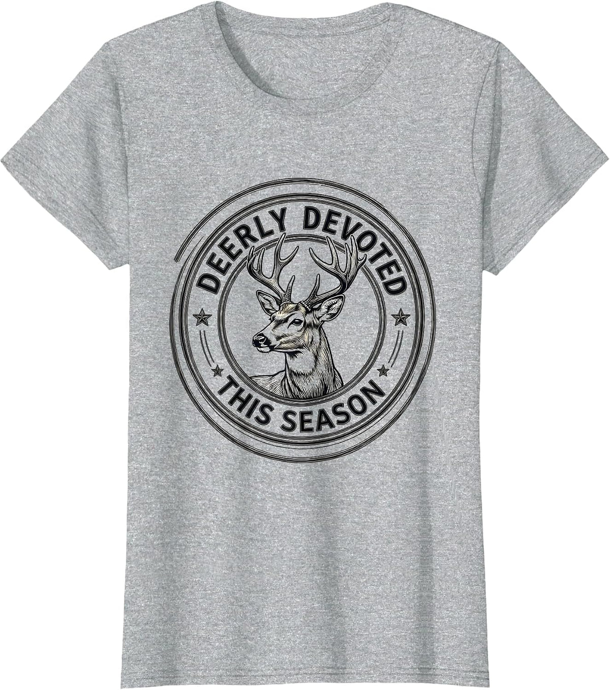 Deerly Devoted This Season Funny Coyote Hunting Automotive T-Shirt - Heather Grey