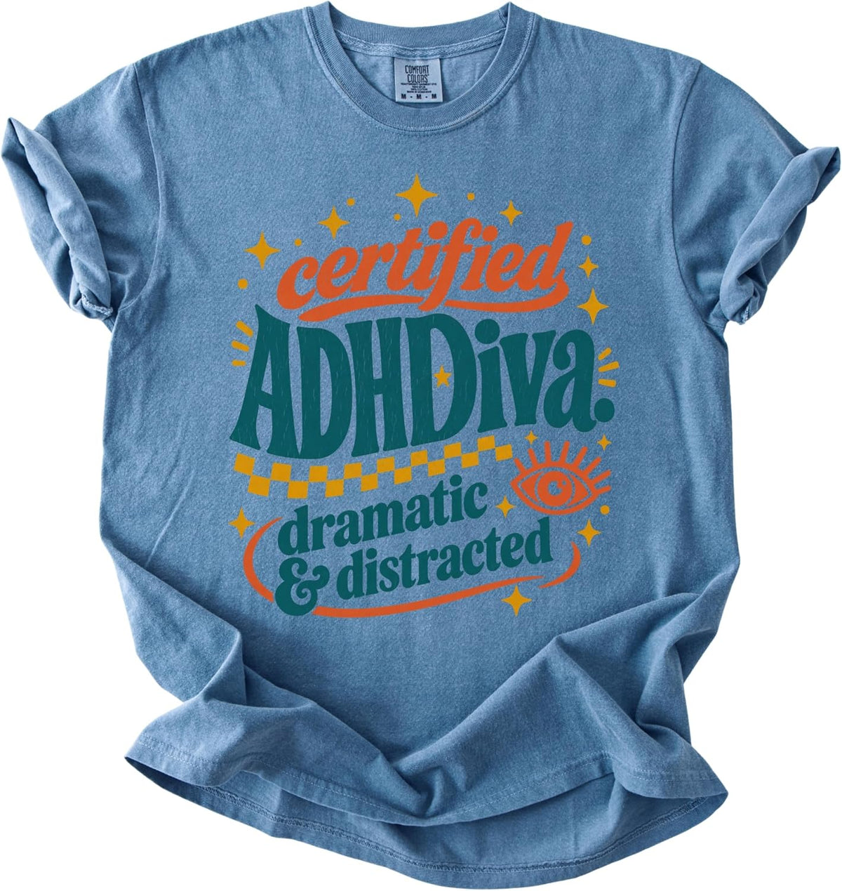 FITIN Neurodivergent T-Shirt, Certified ADHDiva Humor Statement Tee - Blue Jean