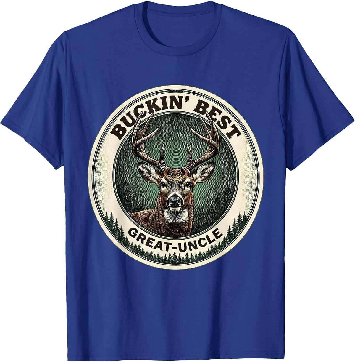 Buckin' Best Great-Uncle Funny Deer Hunting Dad Humor T-Shirt - Royal Blue