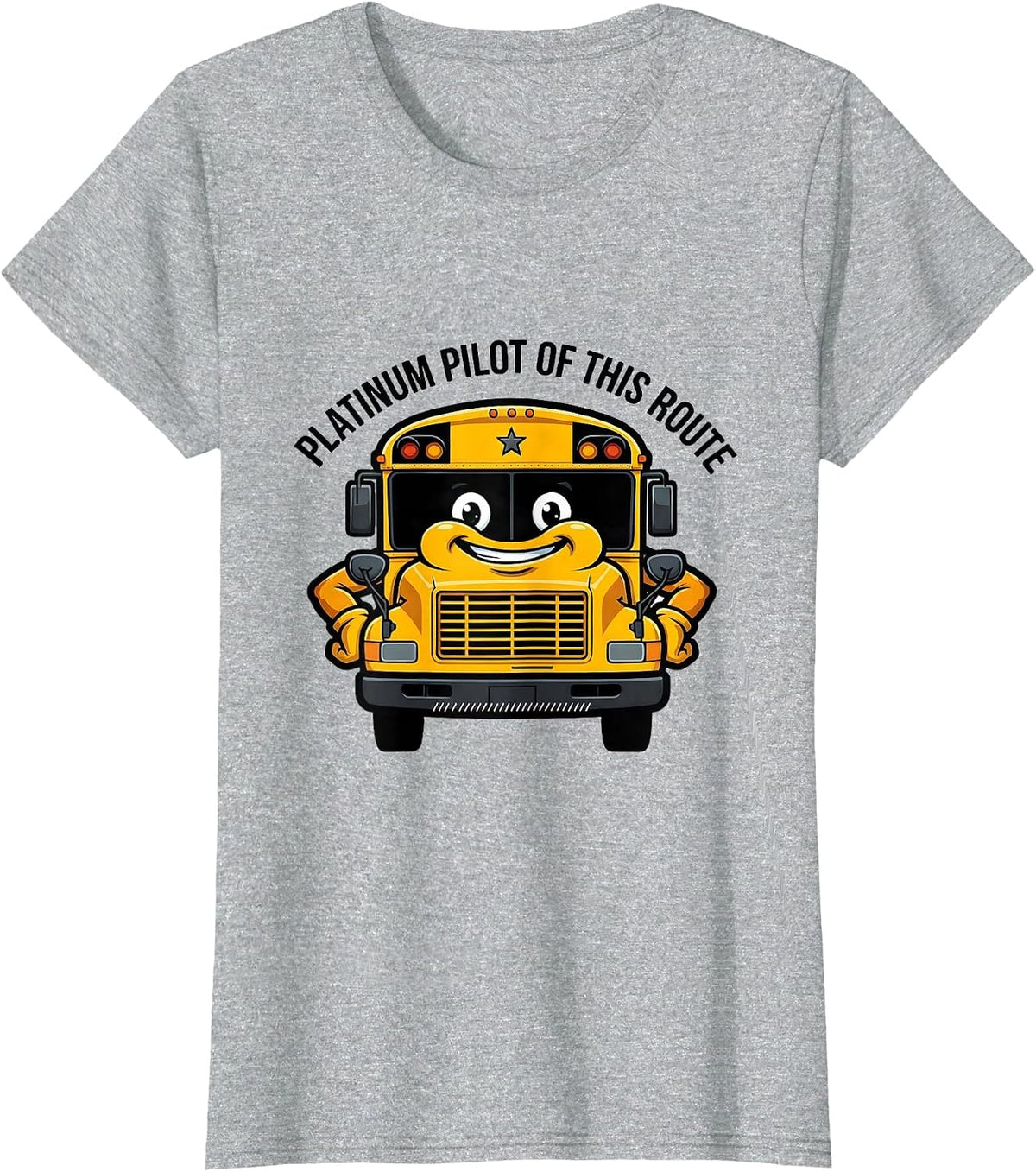 Women's Platinum Pilot Of This Route Funny School Bus Driver T-Shirt - Heather Grey