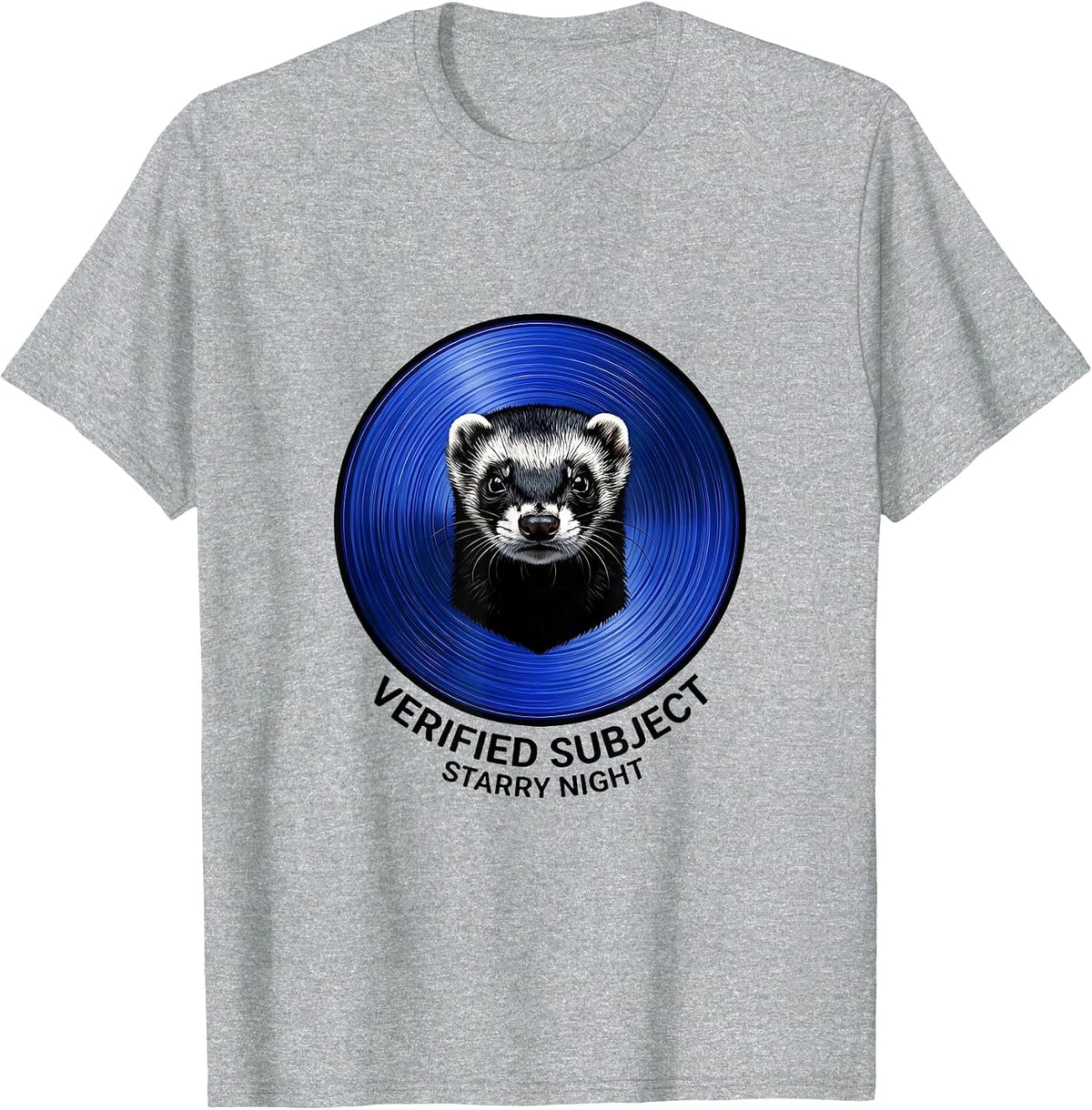 Men's Verified Subject Starry Night Ferret Van Gogh Animal Lover T-Shirt - Heather Grey