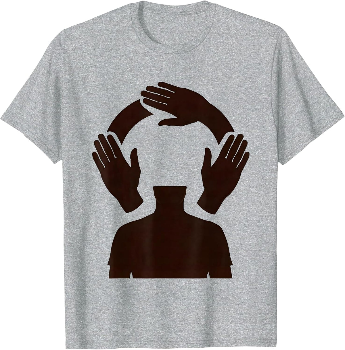 Men's Phased Hand Silhouettes ASL Teacher Deaf Awareness T-Shirt - Heather Grey