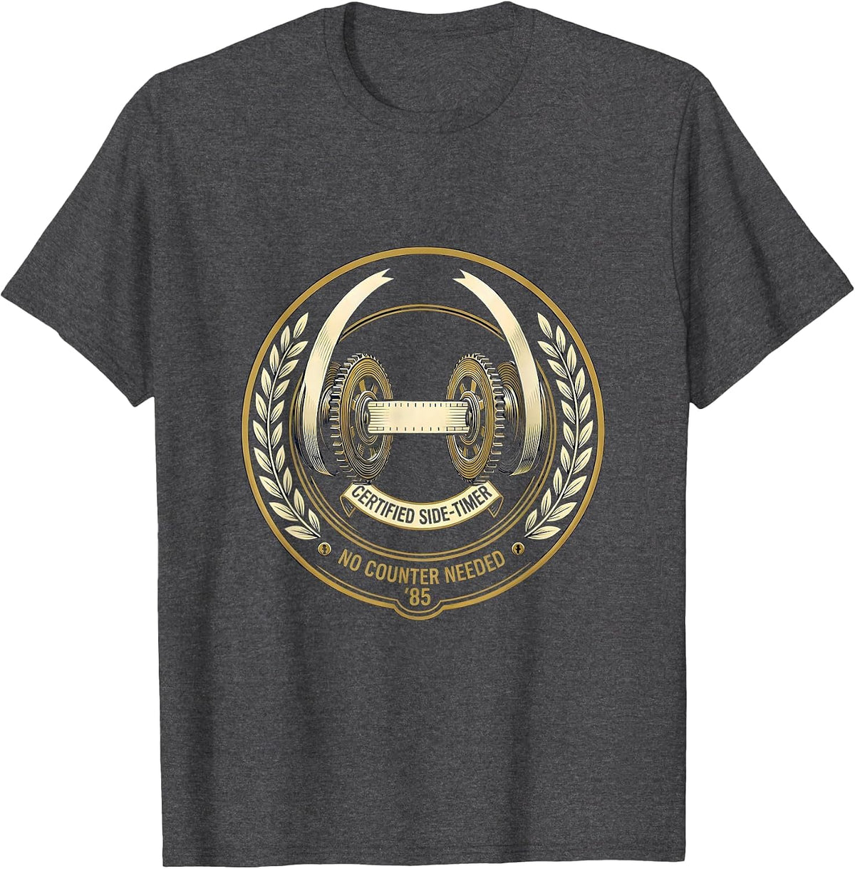 Men's Certified Side-Timer, No Counter Needed, '85 Retro T-Shirt - Dark Heather Grey