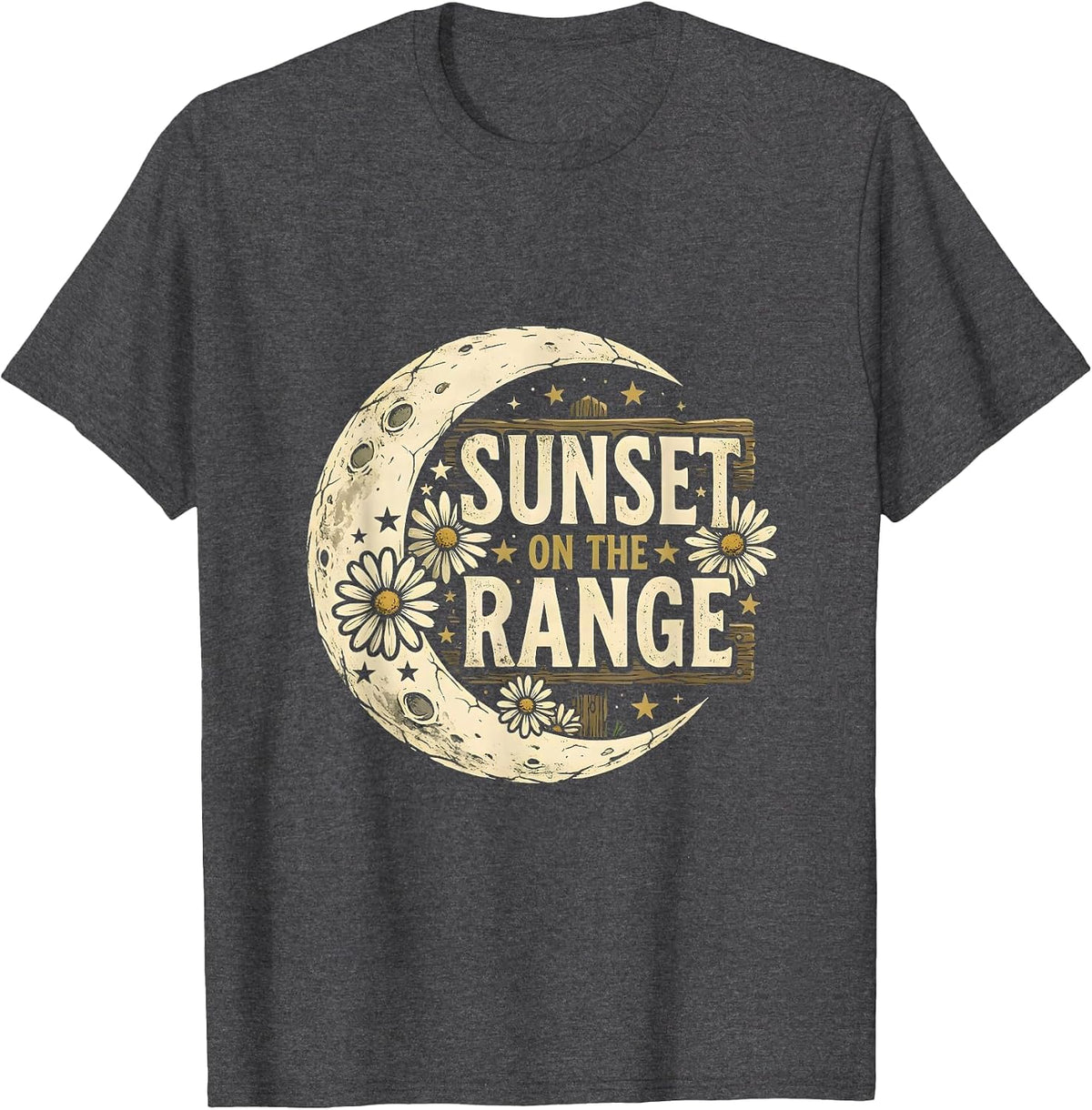 Men's Sunset On The Range Cowboy Western Design T-Shirt - Dark Heather Grey