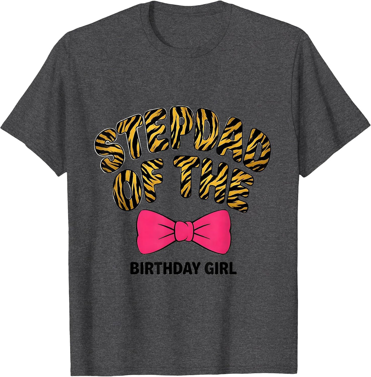 Men's Stepdad Of The Birthday Girl Family Matching Coquette Bow T-Shirt - Dark Heather Grey