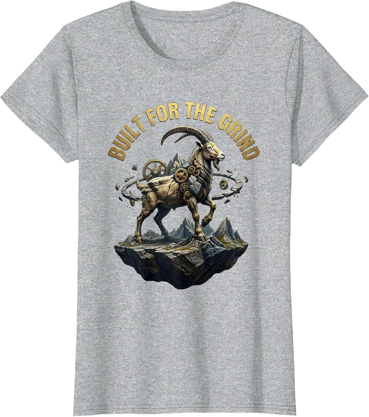 Capricorn Built for the Grind Zodiac Design T-Shirt - Heather Grey