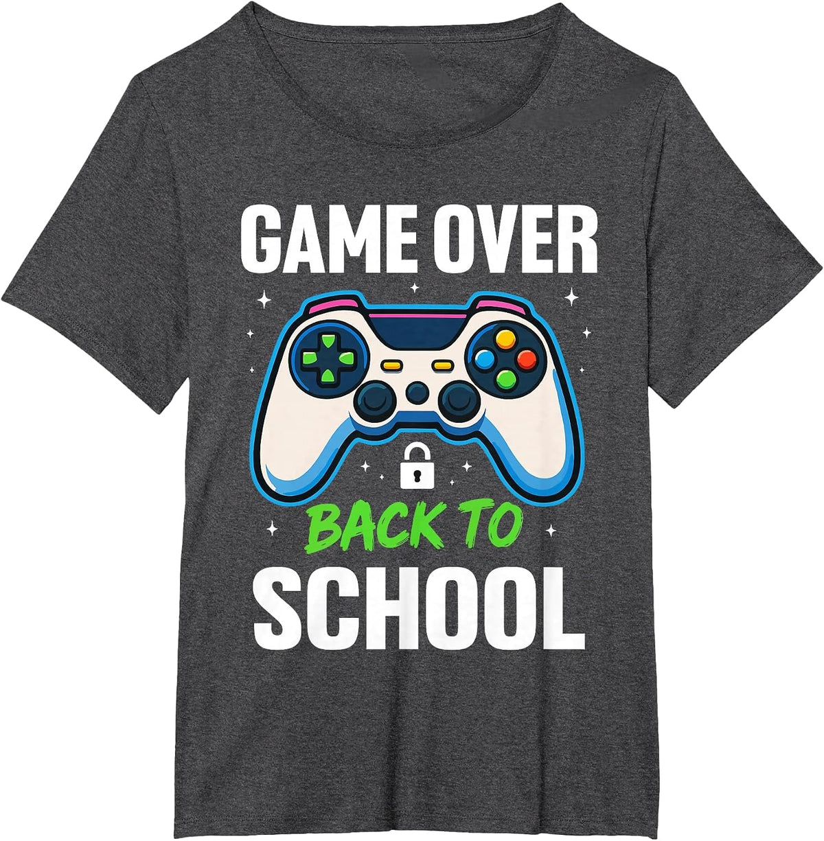 Game Over Back to School Shirt Funny Kids First Day School T-Shirt - Dark Heather Grey