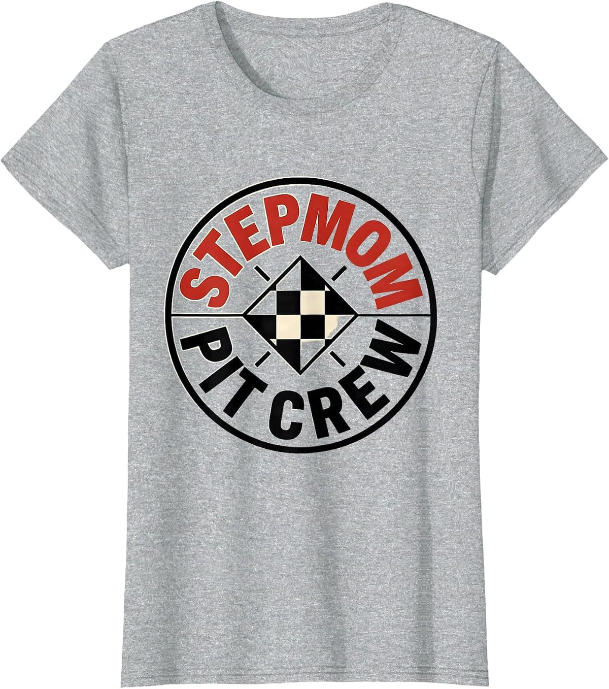 Stepmom Pit Crew Funny Race Car Birthday Family Matching T-Shirt - Heather Grey