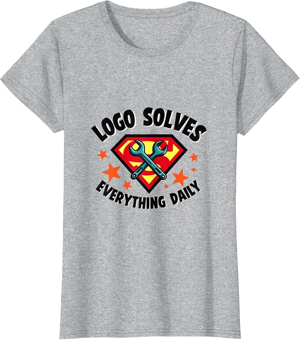 Logo Solves Everything Daily Graphic Design T-Shirt - Heather Grey