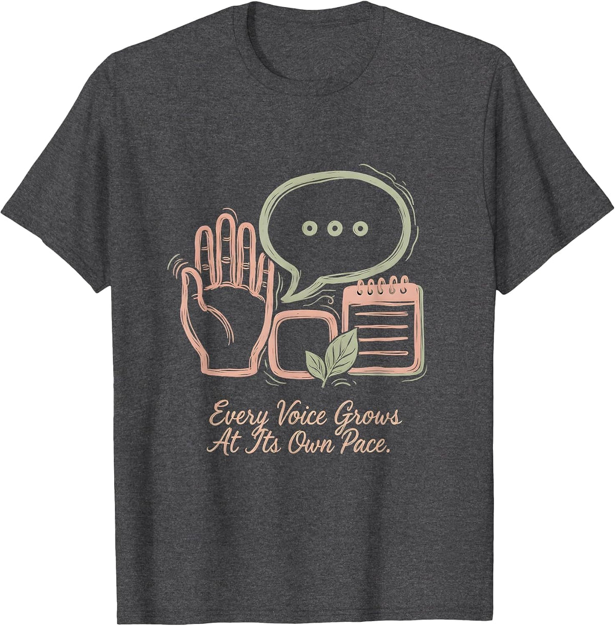 Every Voice Grows At Its Own Pace Boho Special Education T-Shirt - Dark Heather Grey