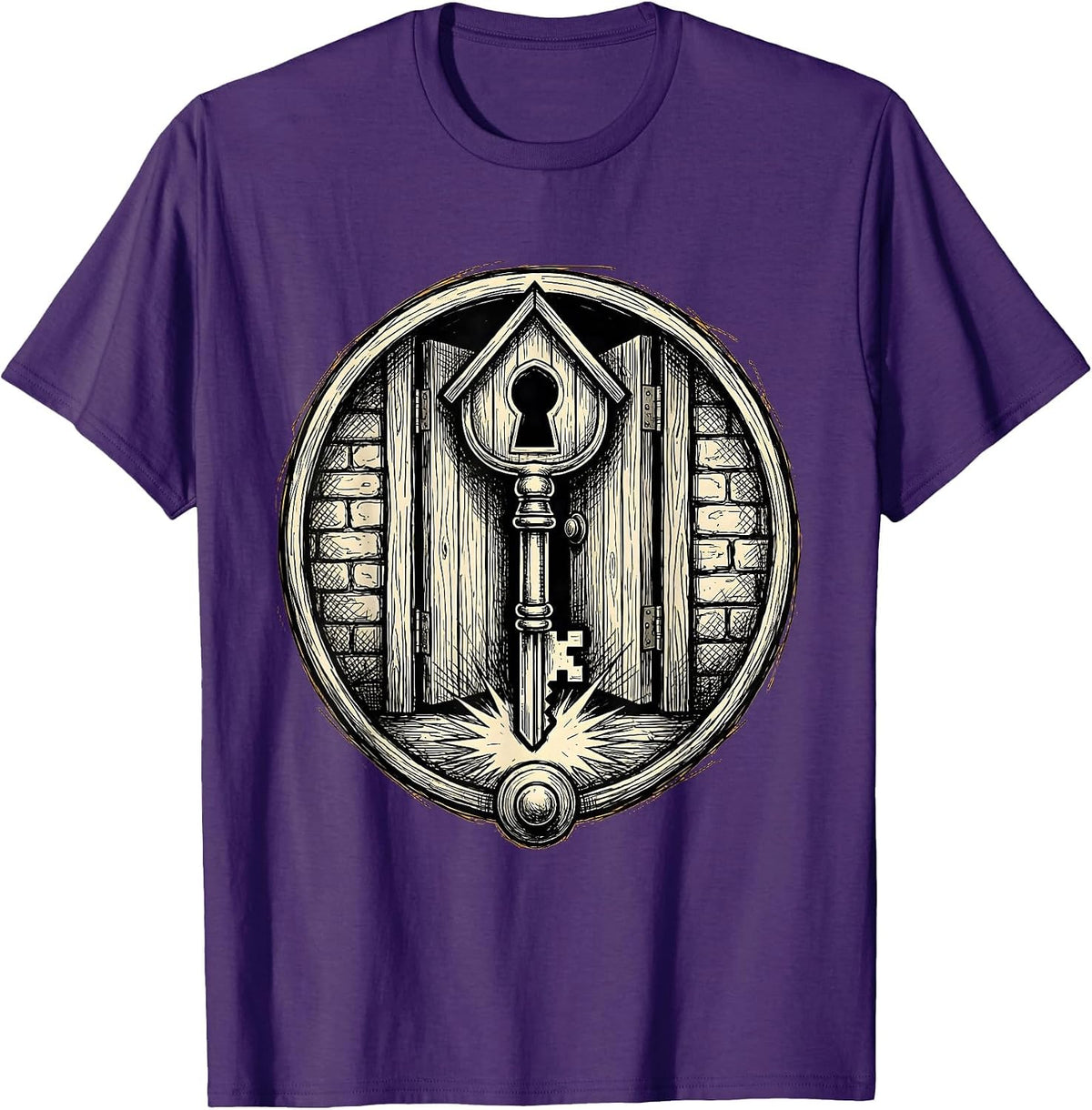 Men's Sped Teacher Giant Key Unlocking School Door T-Shirt - Purple
