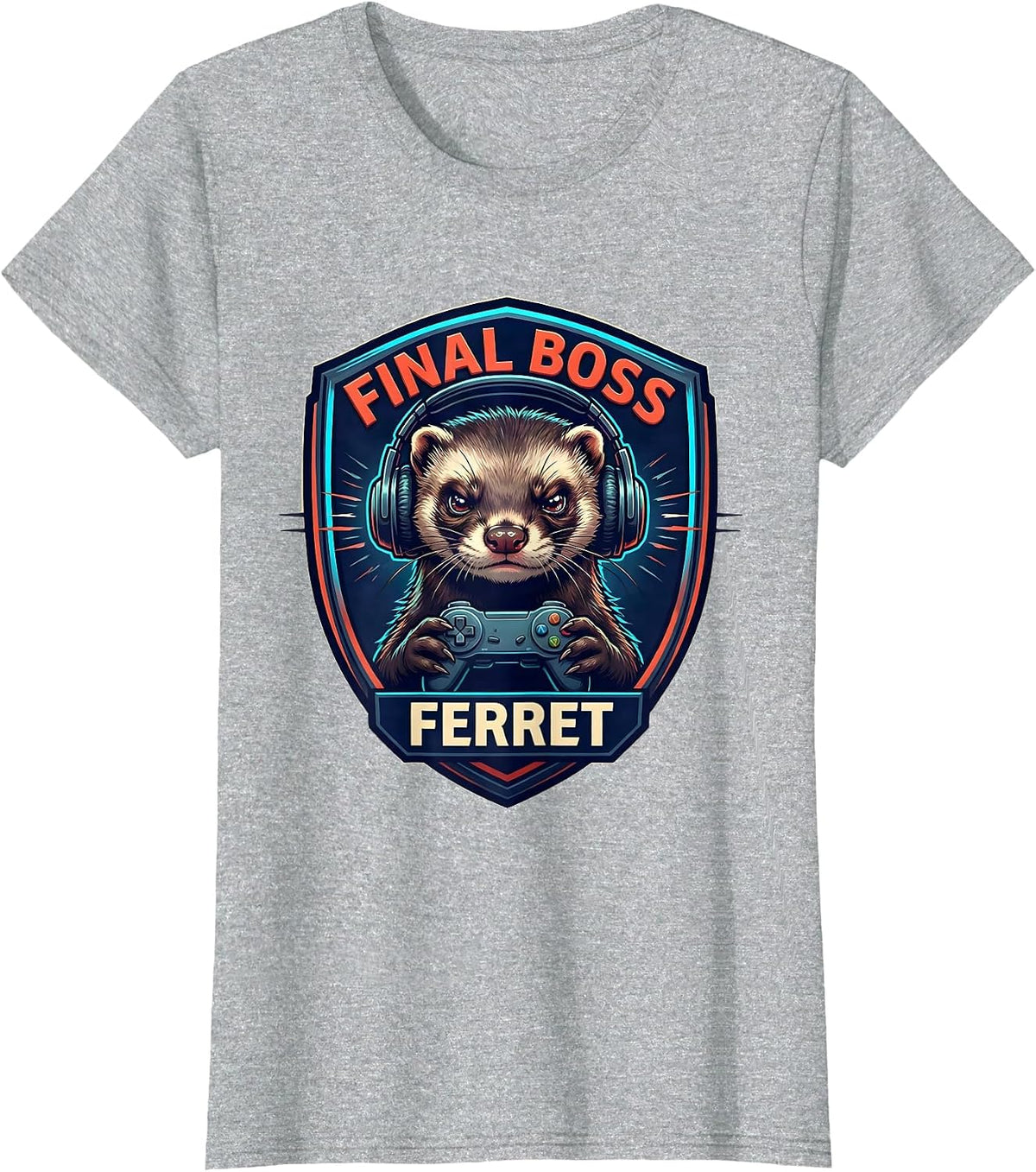 Final Boss Ferret Anime Manga Gamer Ferret Otaku Novelty T-Shirt - Heather Grey