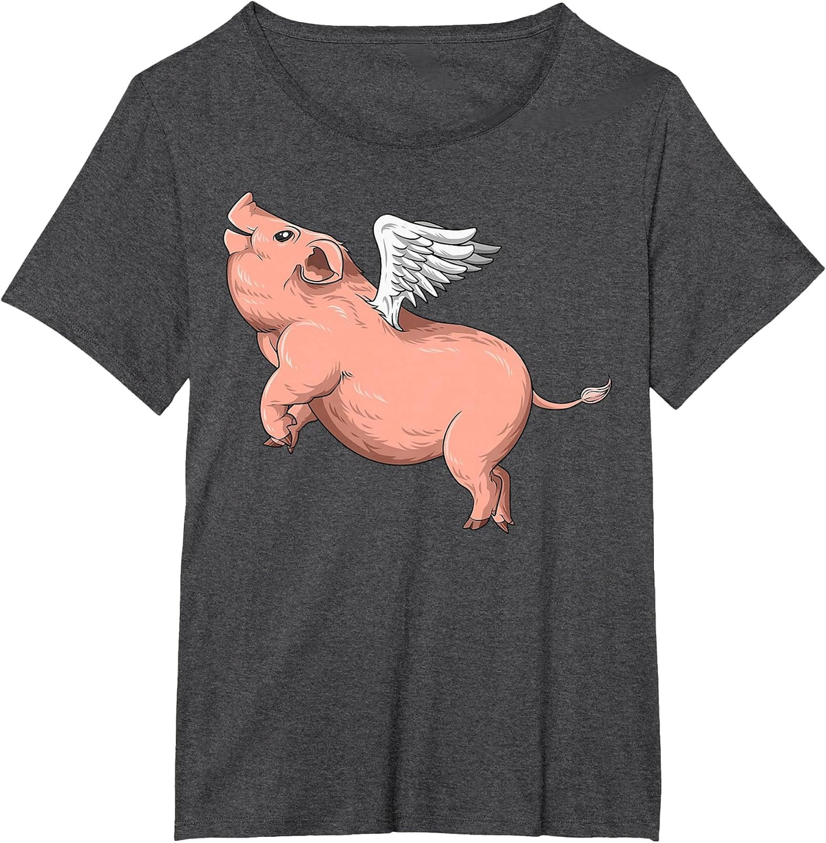 Flying Pig with Wings for Pig T-Shirt - Dark Heather Grey
