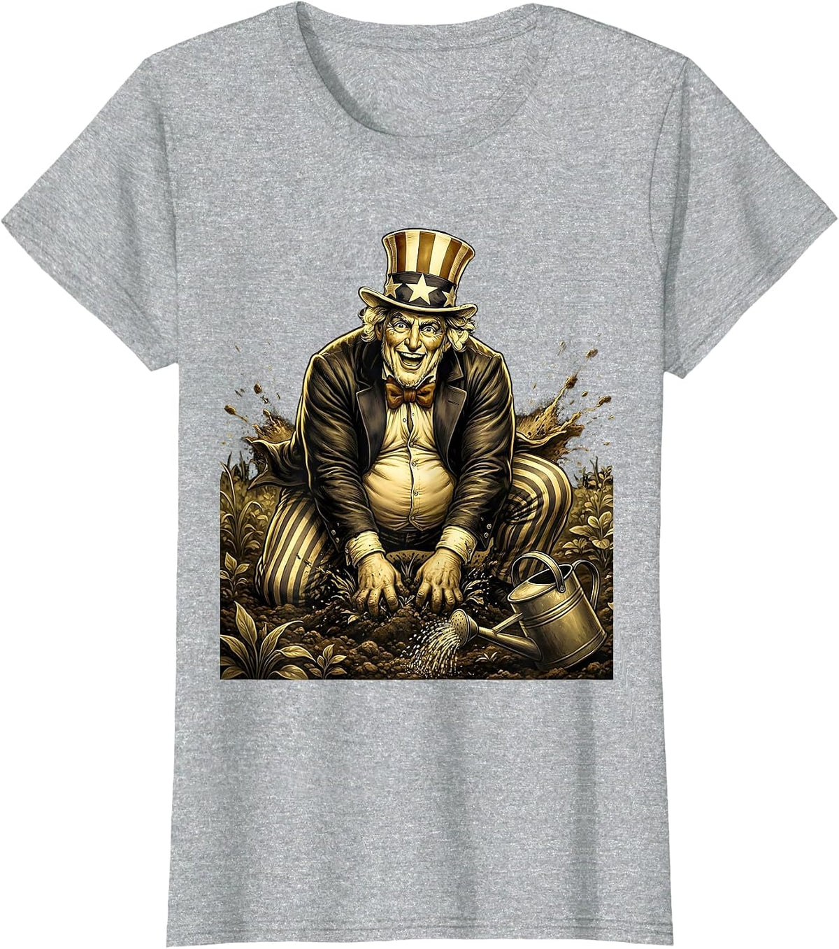Gnome Beer Belly Gardening Funny Graphic Tee T-Shirt - Heather Grey