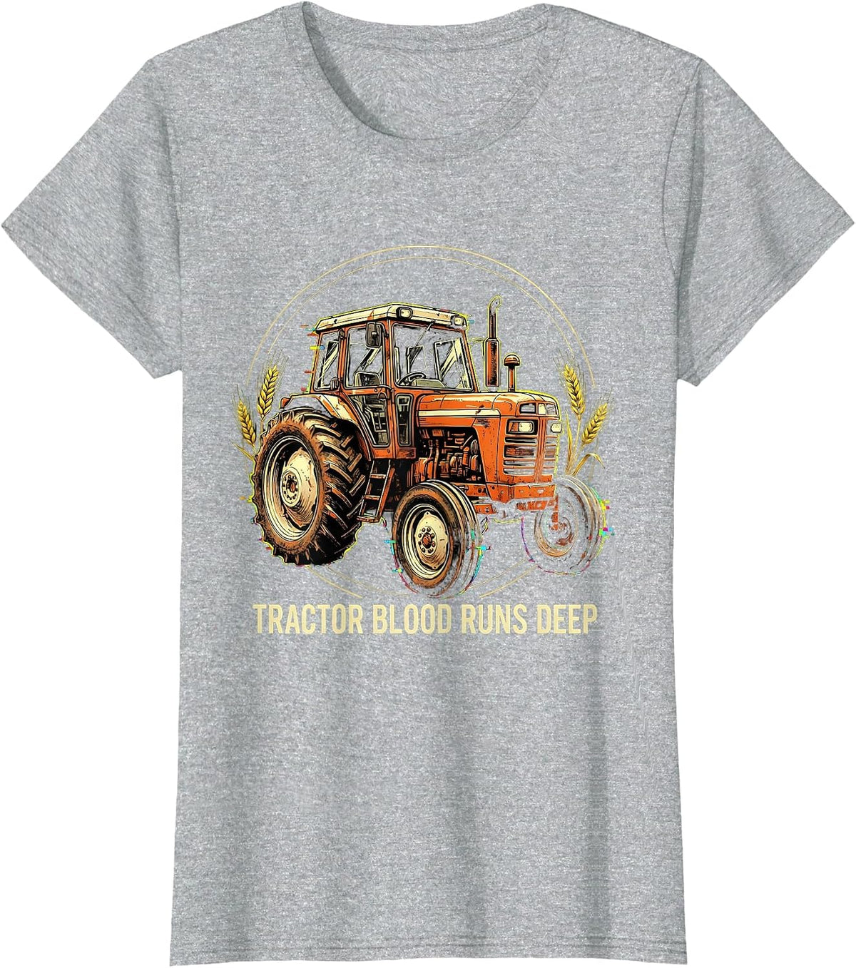 Tractor Blood Runs Deep Vintage Farm Design T-Shirt - Heather Grey
