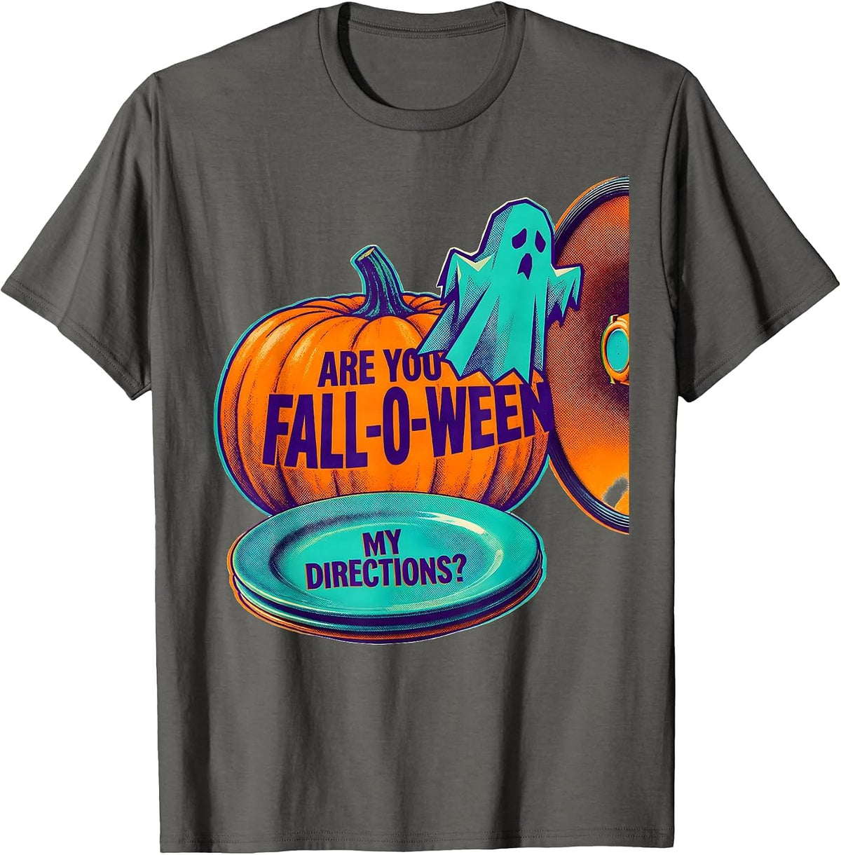 Are You Fall-O-Ween My Directions Risograph Teacher T-Shirt - Asphalt Grey