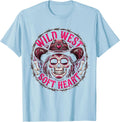 Men's Wild West Soft Heart Pink Cowgirl Design T-Shirt - Baby Blue