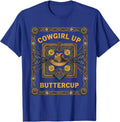 Cowgirl Up Buttercup Denim Western Design T-Shirt - Royal Blue