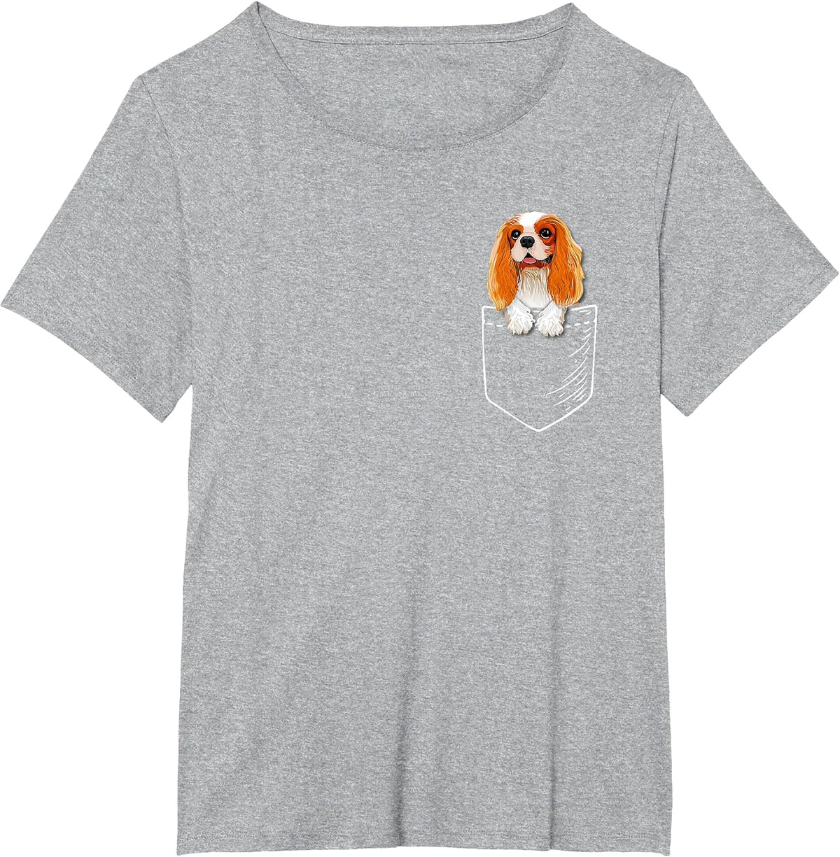 Cute Mens Womens Kids Pocket Cavalier Spaniel Dog Lover T-Shirt - Heather Grey