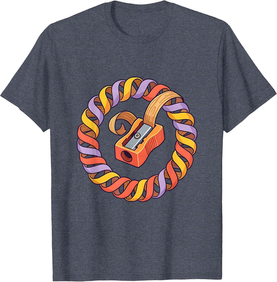 Pencil Sharpener Art PreK Teacher Gift T-Shirt - Heather Blue
