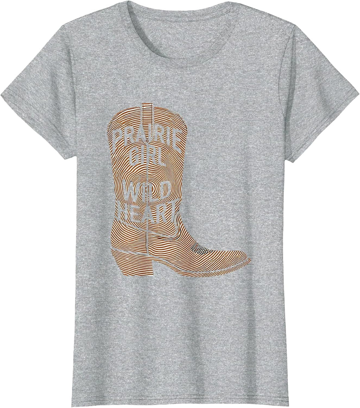 Women's Prairie Girl Wild Heart Western Design T-Shirt - Heather Grey