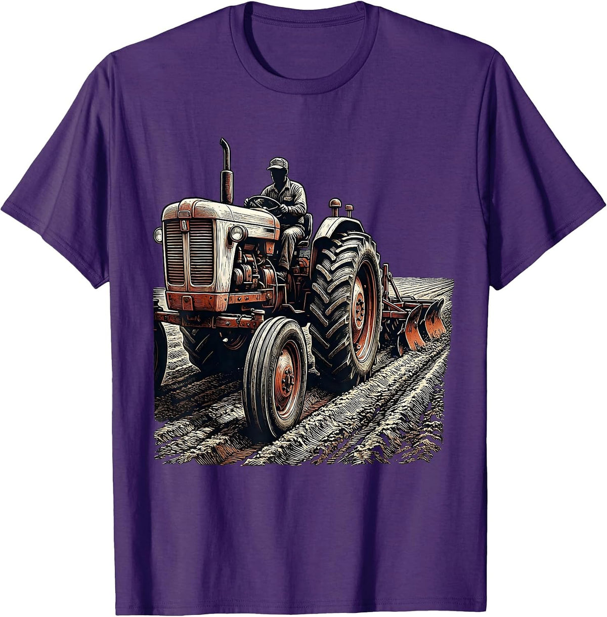 Men's Vintage Tractor Farm Pride Farmer Nostalgia T-Shirt - Purple
