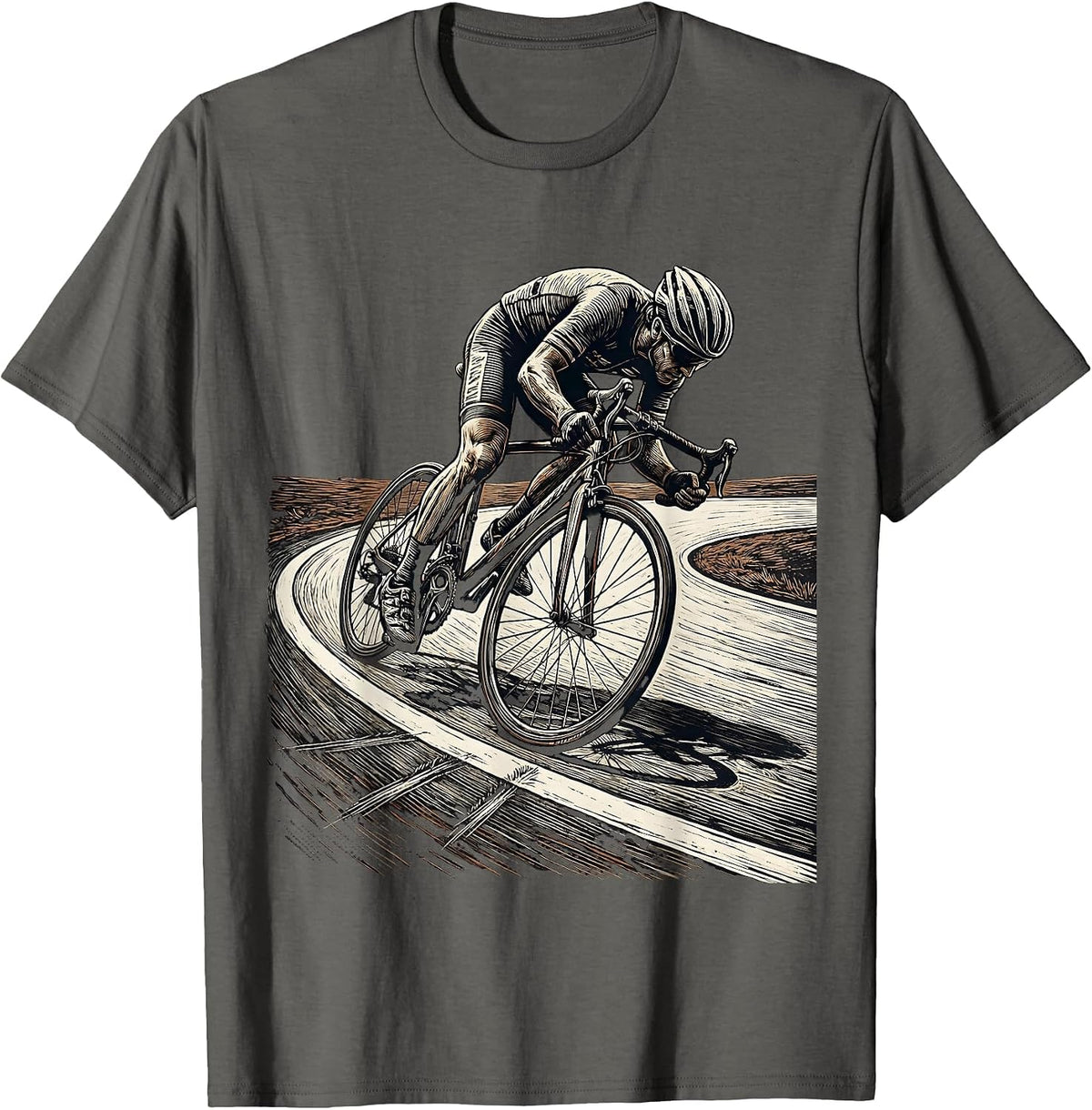 Old Guy Road Bike Switchback Lean Cycling Humor T-Shirt - Asphalt Grey