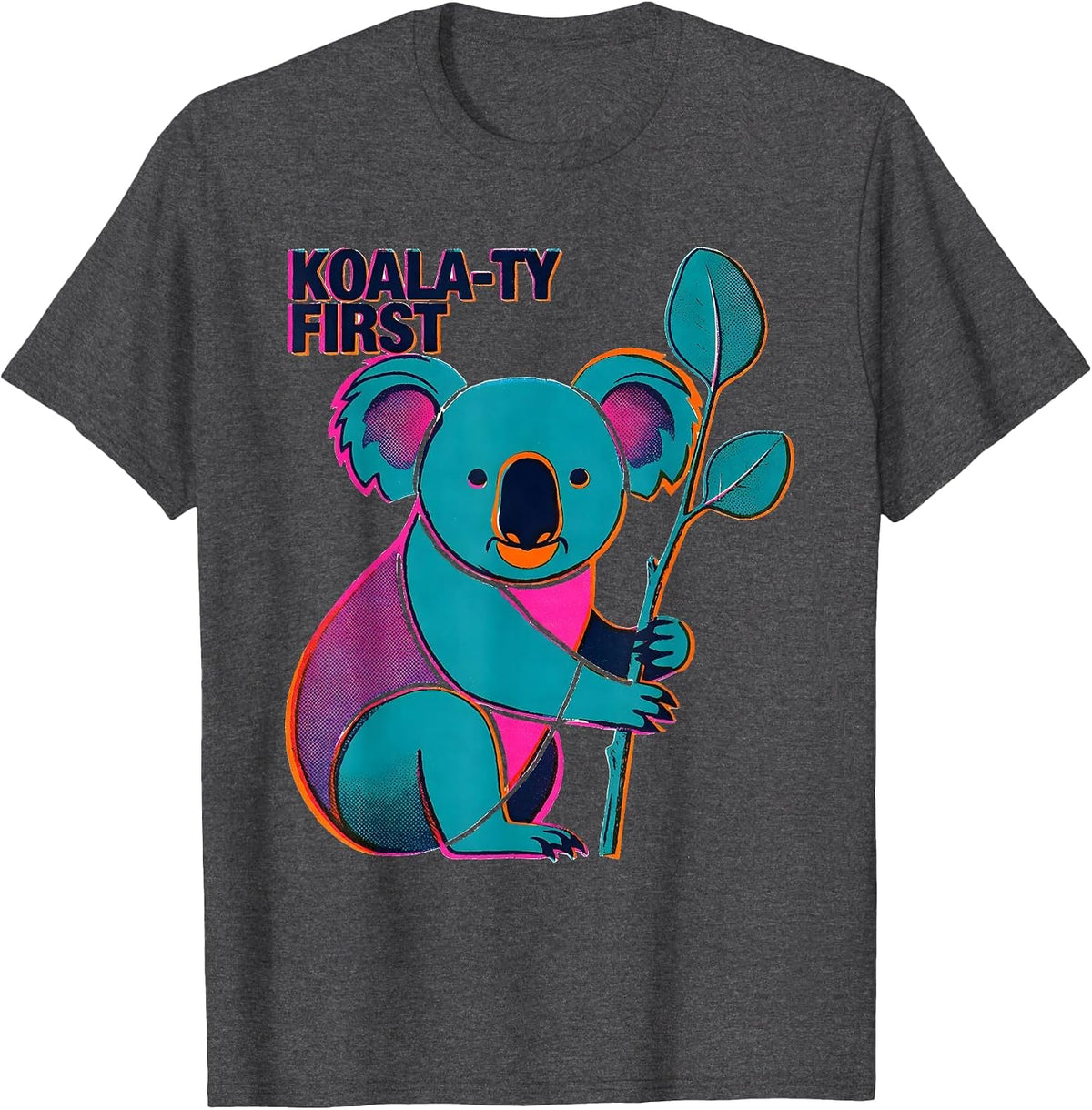 Men's Koala-ty First Funny Koala Lover Animal Humor T-Shirt - Dark Heather Grey