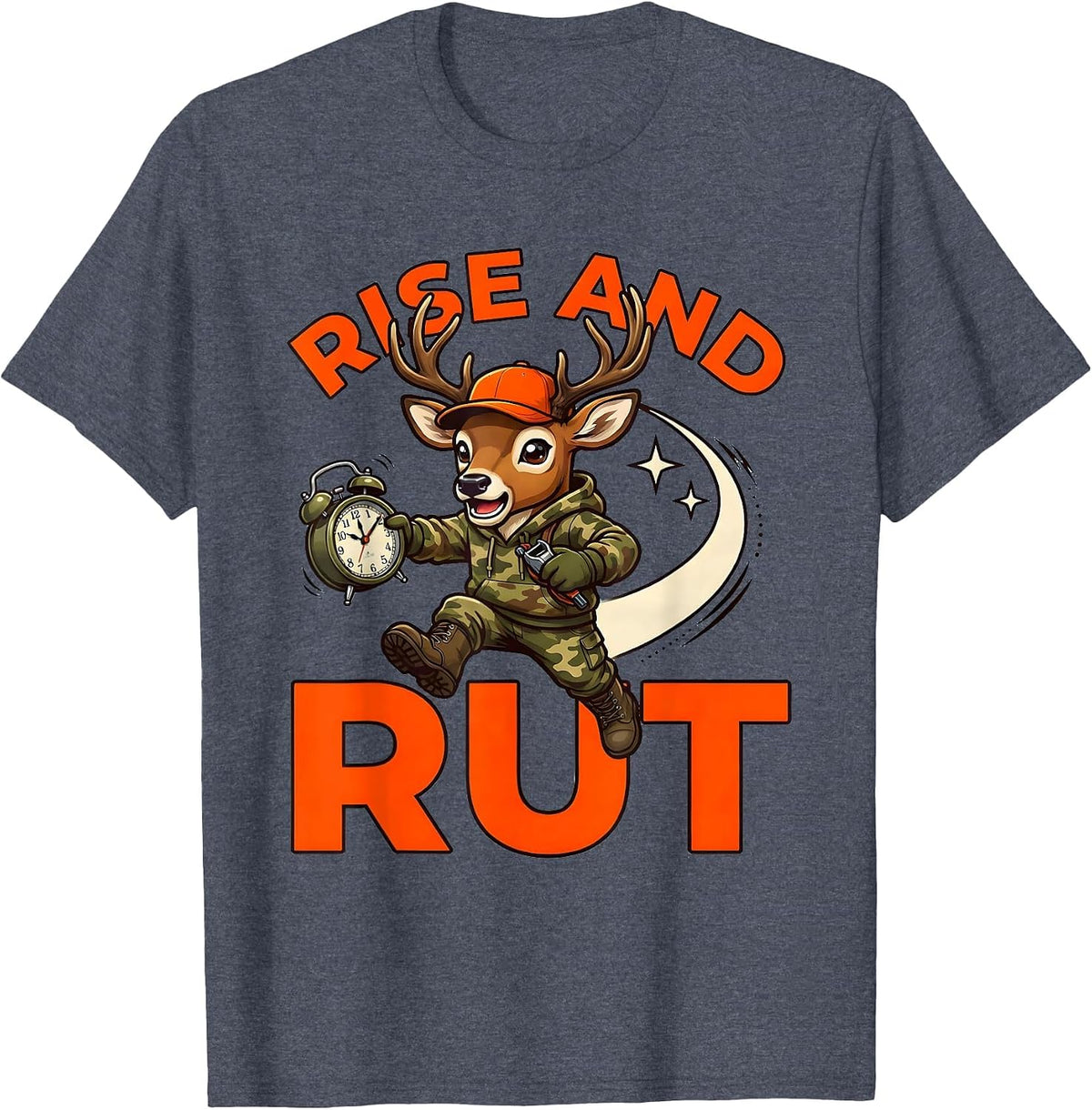 RISE AND RUT Funny Deer Hunter Hunting Season T-Shirt - Heather Blue
