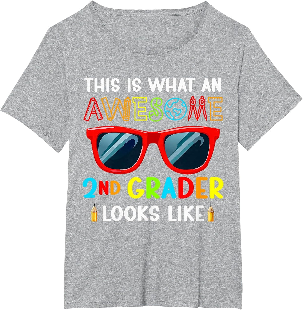 Second Grade This is What an Awesome 2nd Grader Looks Like T-Shirt - Heather Grey