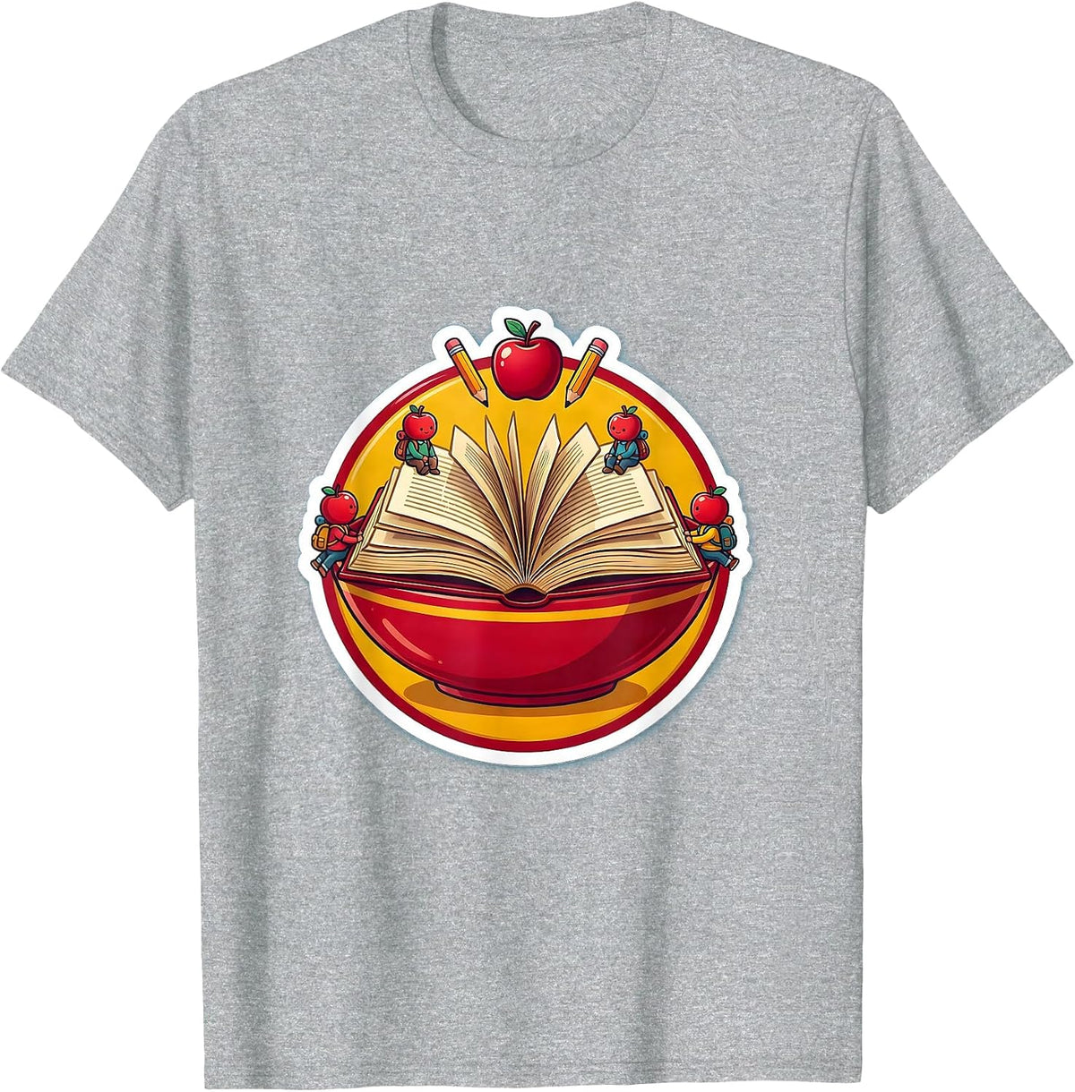 Men's 2nd Grade Teacher Tiny Students Open Book Design T-Shirt - Heather Grey