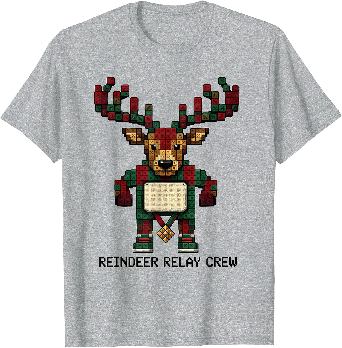 Men's Reindeer Relay Crew Funny Christmas Running 5k Squad Gift T-Shirt - Heather Grey